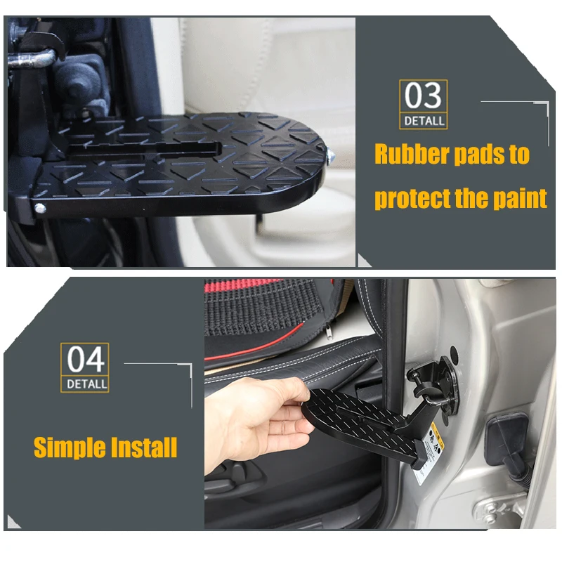 Foldable car roof rack step auto door step universal latch hook auxiliary foot pedal multifunction aluminium alloy safety hammer car accessories car pedals pedal cover car roof rack step