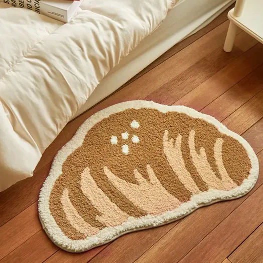 

Winter Warm Rugs for Bedroom Living Room Beautiful Cartoon Cute Ode Bread Food Pad Home Decor