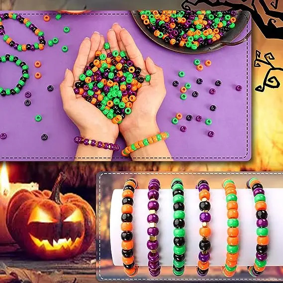 Halloween Pony Beads Orange Purple Black Pony Beads DIY Craft