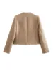 TRAF Women's Jacket Coat Tweed Cropped Jacket New in Outerwears Autumn Winter Crop jacket Woman Long Sleeve Elegant Short Coats 3