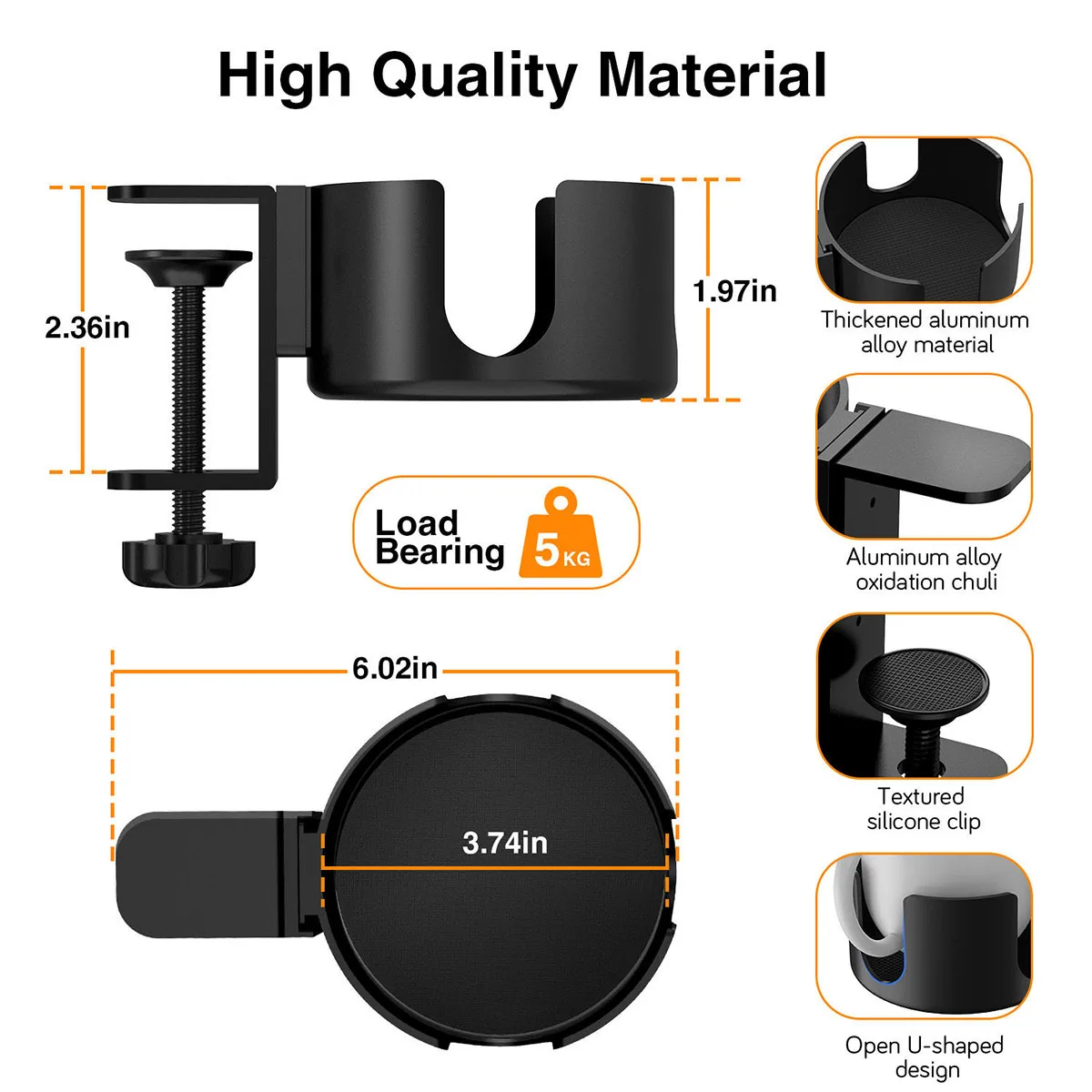 Desk Cup Holder Universal Adjustable Arm Clamp Stand For Coffee Mugs Water Bottles