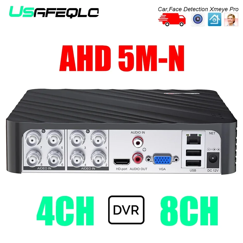 

USAFEQLO CCTV DVR Hybrid 4CH 8CH 5M-N 6 IN 1 AHD CVI TVI CVBS 1080N Security DVR NVR For AHD IP Camera Analog Camera XMEYE Pro