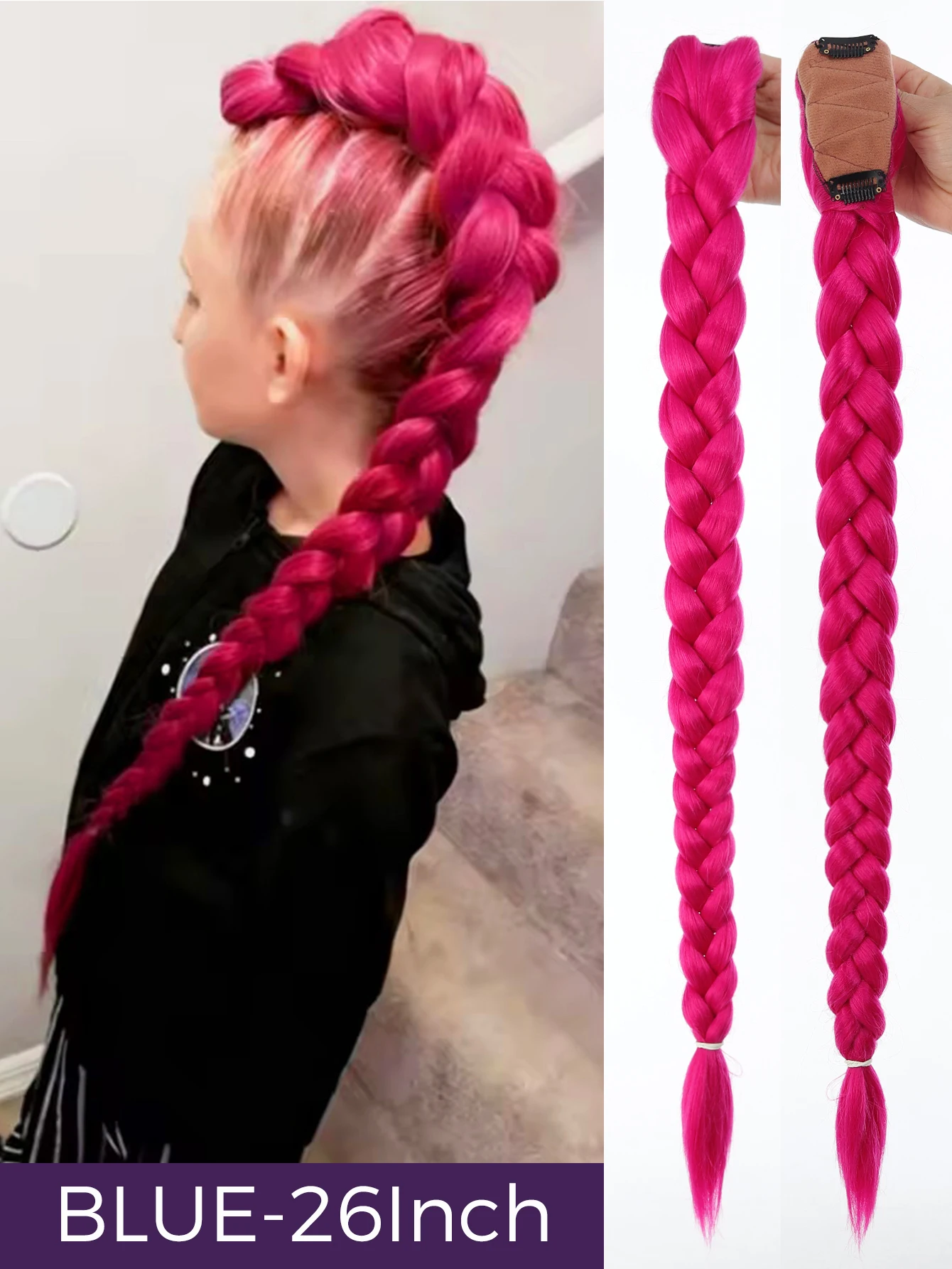 child wearing braid for cosplay