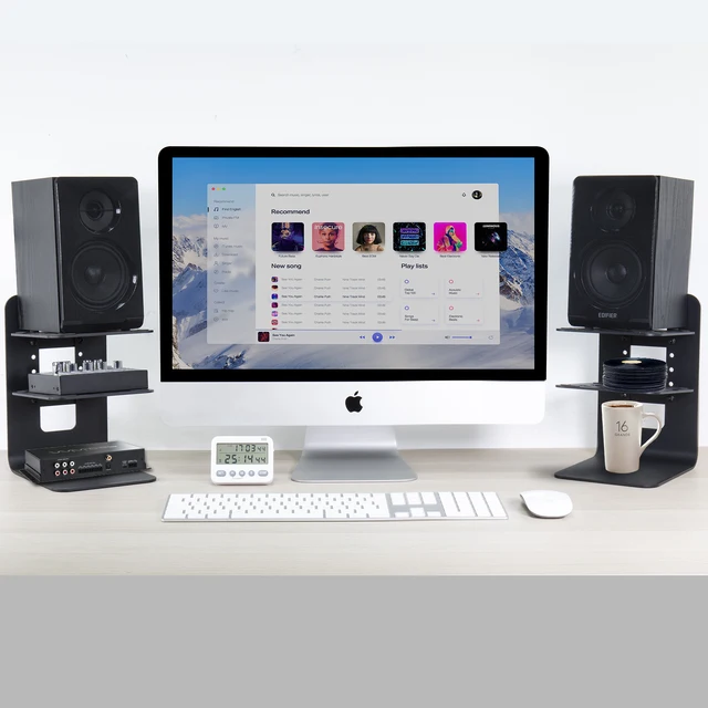 HumanCentric Desktop Speaker Stands Wedge For Medium Speakers, Anti Vibration Silicone Angled Riser For Computer, Bookshelf, And Studio, Compatible With A5+, HD4, HD6, P4, HDP6 And More