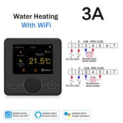 WiFi - Enabled Smart Thermostat for Underfloor Heating - Programmable Digital Temperature Controller with Voice Assistant Integration (R7C.703 Black)