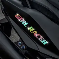 Autocollant de moto Imitation diamant paillettes GIRL RACER, 1 pièce, imperméable pour casque, Scooter, réservoir de carburant, panneaux latéraux, autocollant en vinyle 5