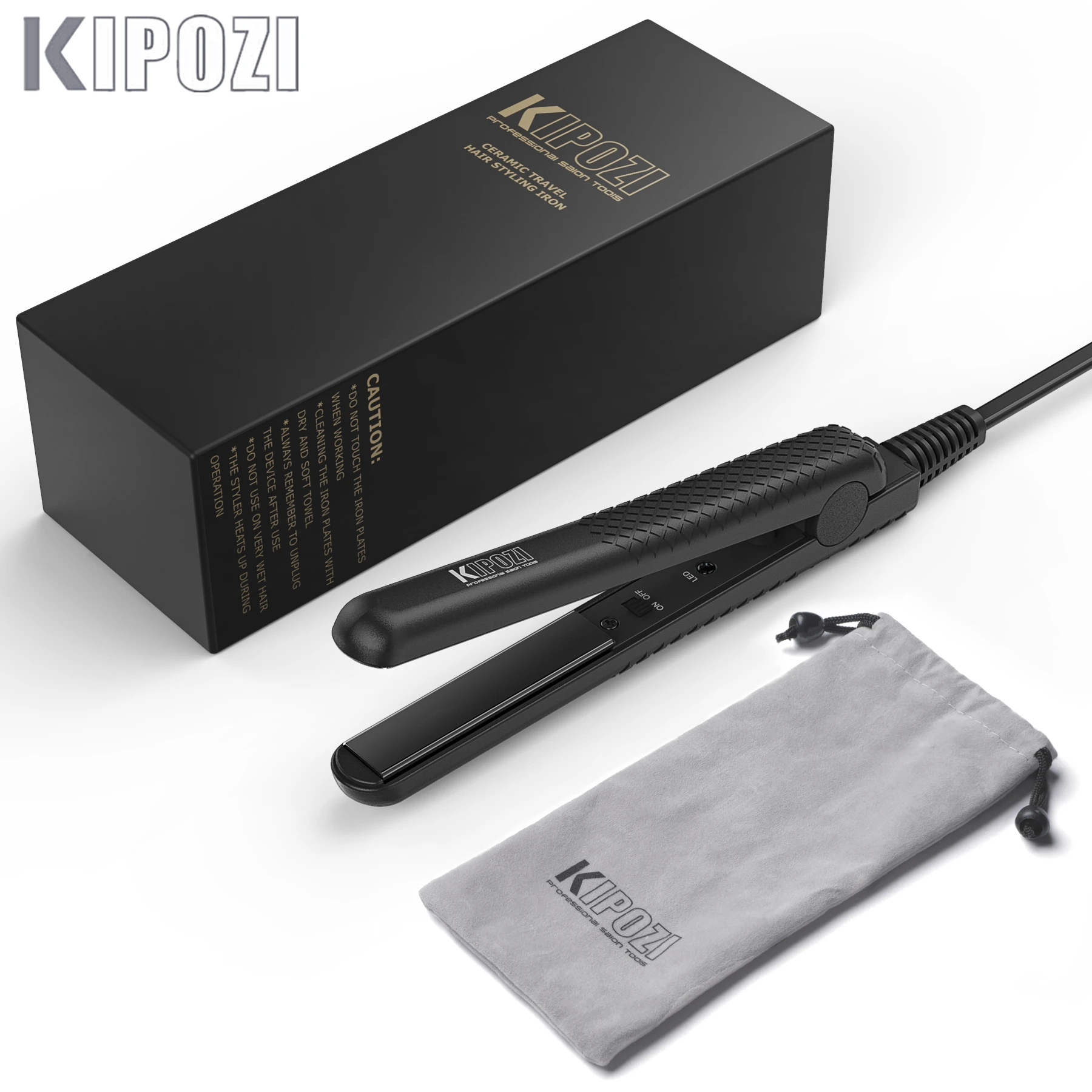 KIPOZI Mini Professional Hair Straighteners Black Color Safety 60 Mins