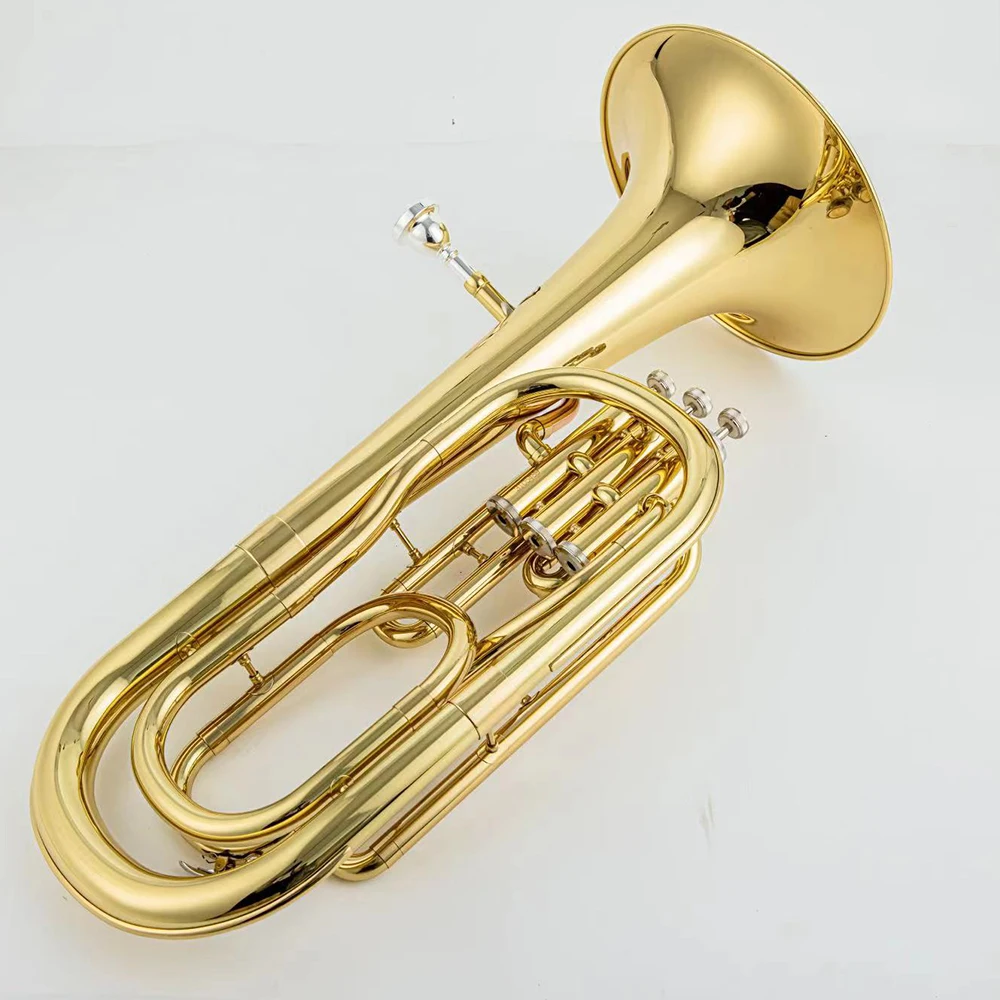 Baritone Horn B-flat Baritone Brass Lacquered Gold Tenor Horn High Quality Tenor Professional Bariton Jazz Instrument