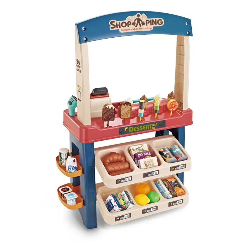 Luxury Ice Cream Supermarket Combination Set  Furniture Toys Children Play House Simulation Dessert Shop Combination Toys 5