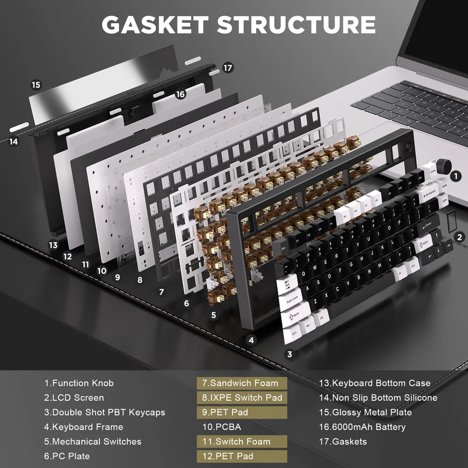 アルミニウム製ゲーミングキーボード,ワイヤレス,qmk,YUNZII-AL80