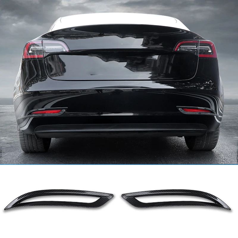 Rear Fog Lamp Decorative Frame Tail Light Protective Cover Modified Accessories Decoration Carbon Pattern For Tesla Model 3