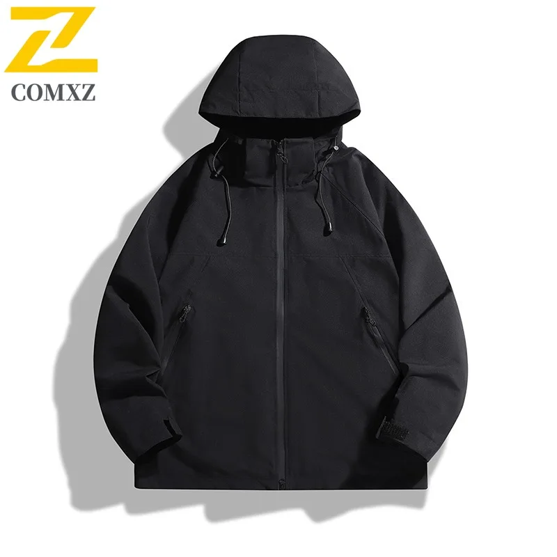 COMXZ Casual Hooded Men Jacket Outdoor Climbing Wind Resistant Outerwear High End Journey Light Autumn New Windbreaker