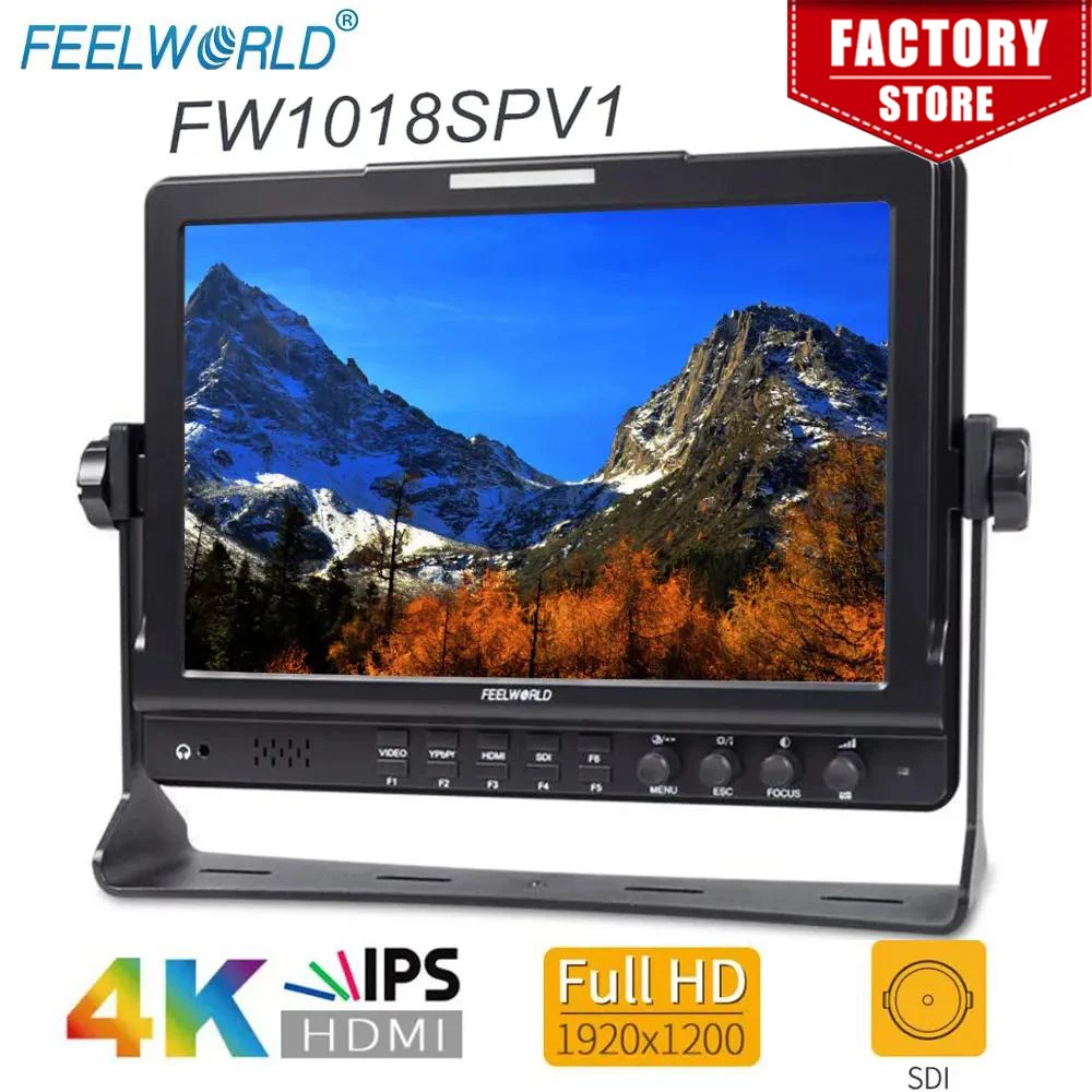 

Feelworld FW1018SPV1 10.1 Inch Field Monitor with Histogram False Color IPS 1920x1200 3G-SDI HDMI Photography Studio Camera