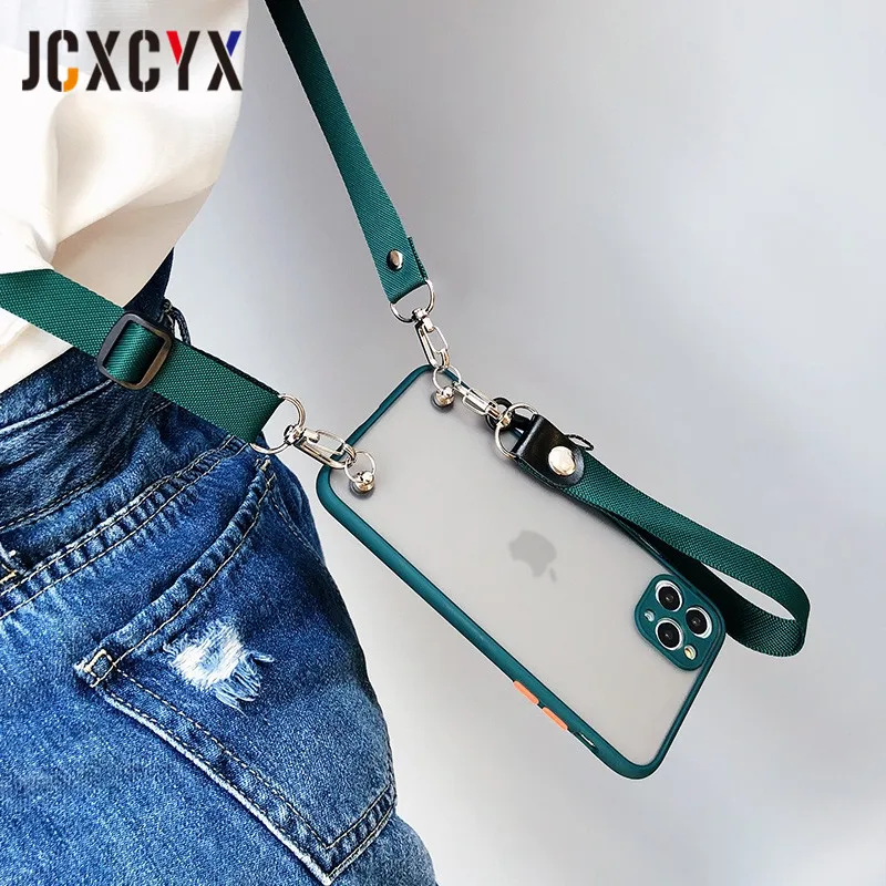 Matte Transparent Silicone Soft Case with Crossbody Necklace Lanyard