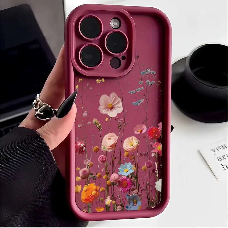 Retro Floral Pattern Silicone Phone Case