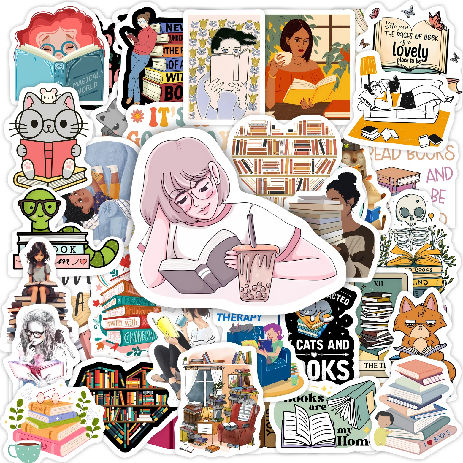

Reading Book Stickers Student School Season Gift Waterproof Scrapbooking Notebook Decorative Stickers for DIY Laptop Phone Kids