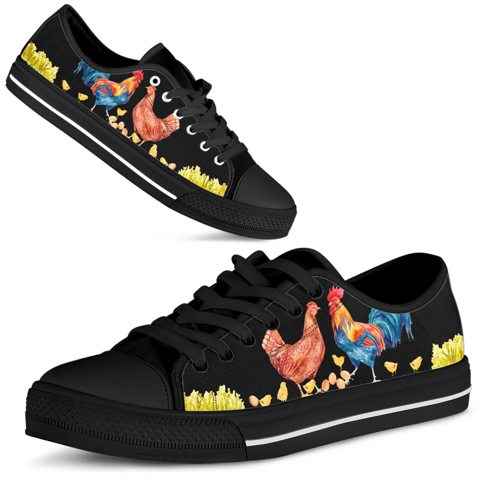 Elviswords New Rooster/Hen Printing Vulcanized Brand Designer Cute Chicken Sneakers Low Top Scarpe Da Corsa Scarpe Di Tela Chaussure
