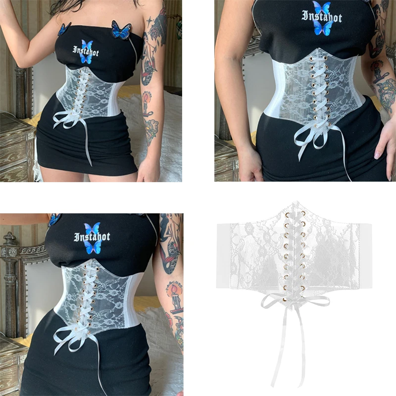 

Модное кружевное платье-туника на шнуровке, украшенное роскошным высококачественным женским поясом, элегантный повседневный корсет из стрейч-кожи, новый