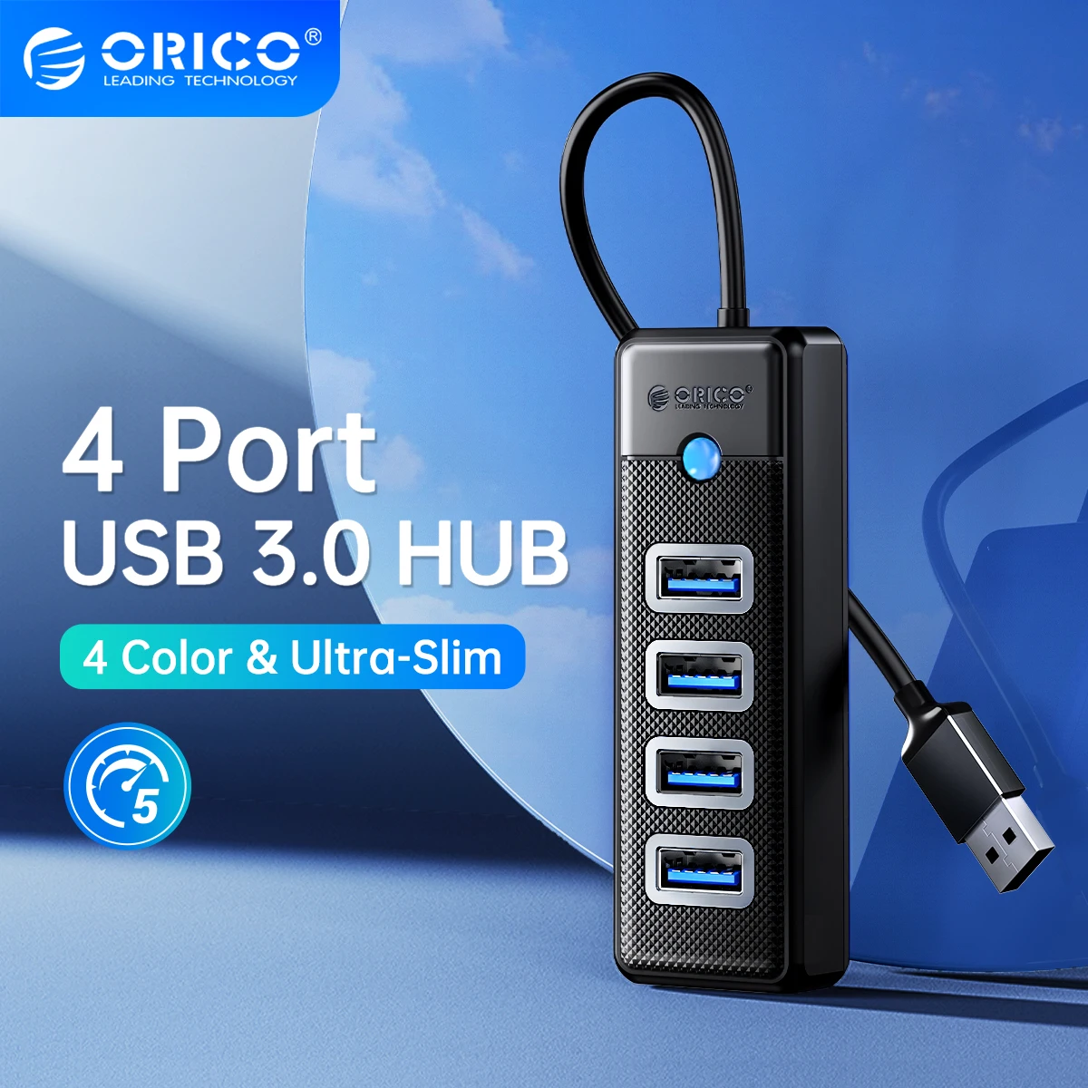 Hub 4 puertos USB 3.0 Hub adaptador de cable USB de alta velocidad