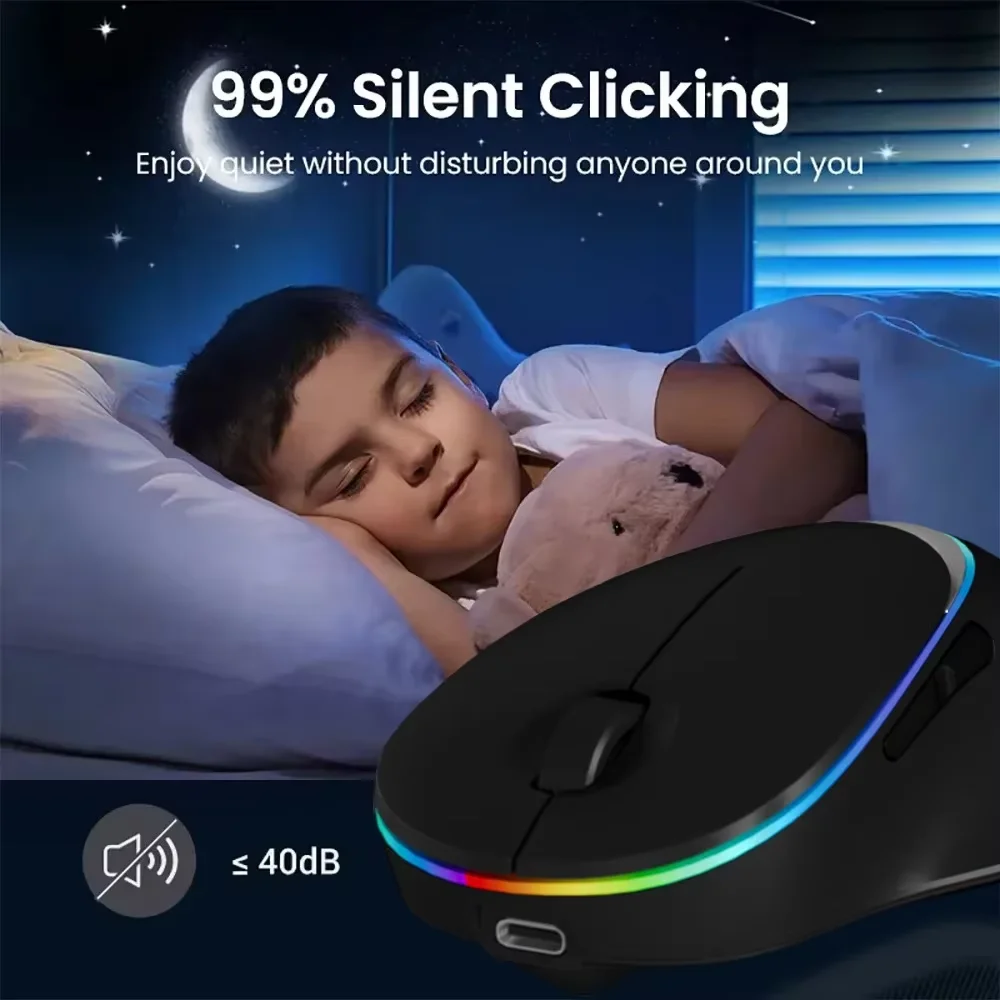 Dual-Mode Bluetooth 5.2 Mouse 2.4G Wireless Mouse 400mAh Rechargeable Silent LED Gaming Mice Laptop Tablet wireless mouse,gaming mouse,wireless gaming mouse