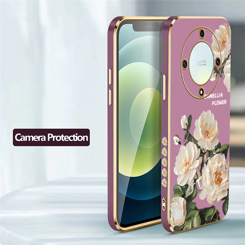 Elegant Floral Shockproof Plating Phone Case for Honor & Huawei Devices