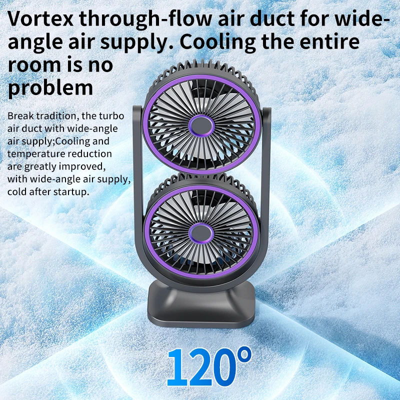 TINSOL 2026 New Dual-Head Desktop Fan, High-Power Air Circulation Fan, Office and Dormitory Double-Layer Fan 4