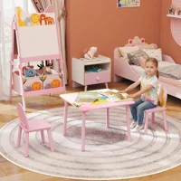 Table pour enfants avec 2 chaises Table et chaises pour enfants avec imprimés d'animaux pour garçons et filles de 3 à 8 ans rose 2