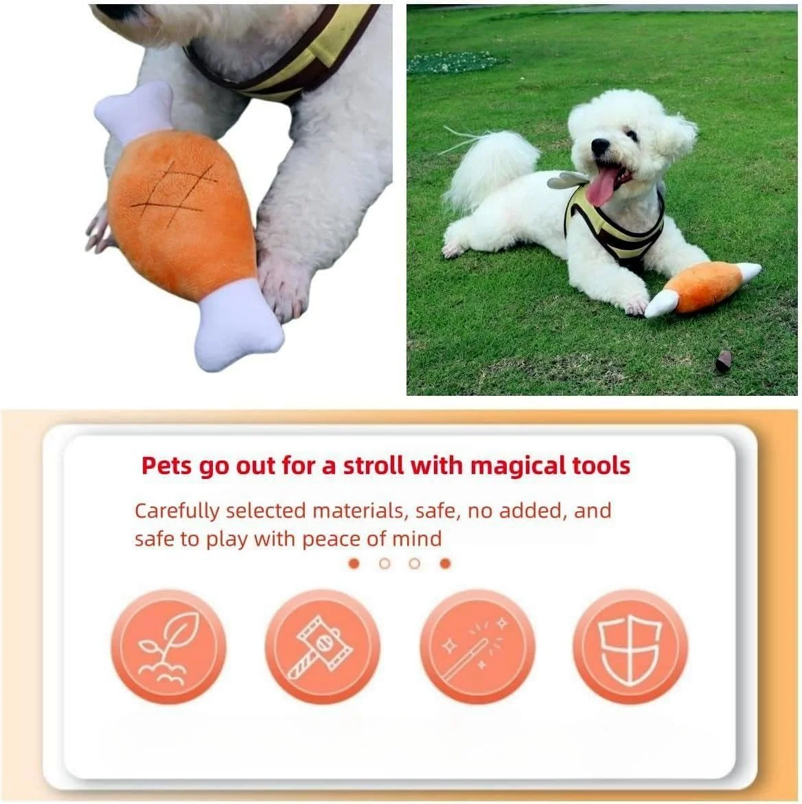 1Pc Brown Chicken Leg Bone Pet Funny Plush Toy,Creative Pet Chew Pet&rsquo;s Teeth Toys,Interactive Sound Toys,for Dogs and Cats