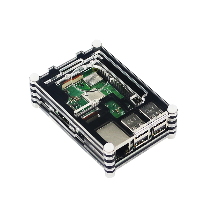Acrylic Multi-Layer Case with CPU Cooling Fan and Metal Screws - Clear Cover