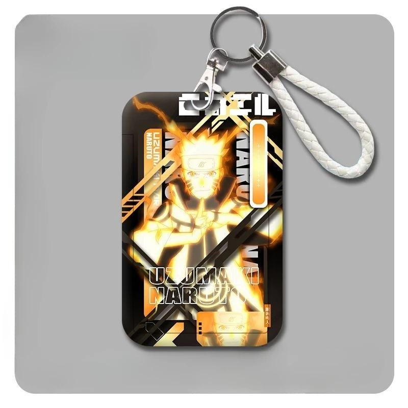 Naruto & Sasuke Cartoon Card Holder with Anti-Loss Case and Pendant