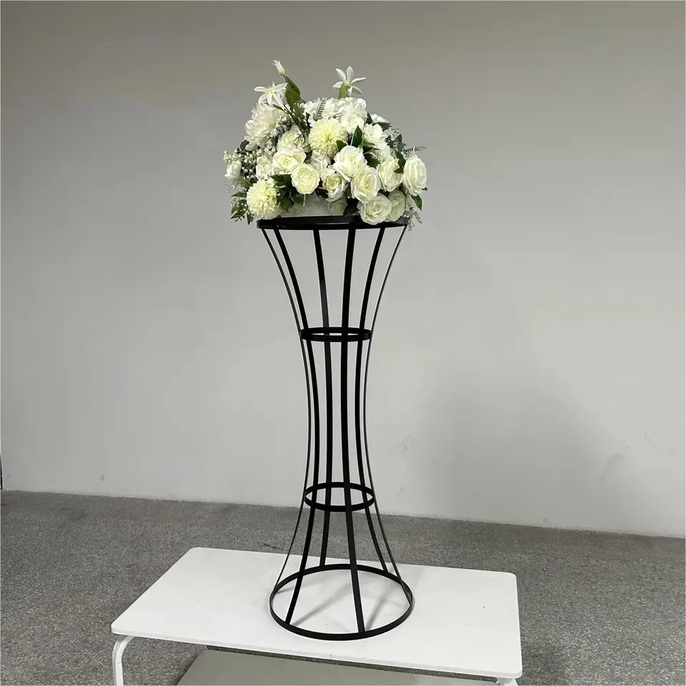 

7pcs)60cm/70cm/80cm.90cm/100cm) New wedding metal cylinder trupet vase decor centerpieces tall iron black flower stand 2999