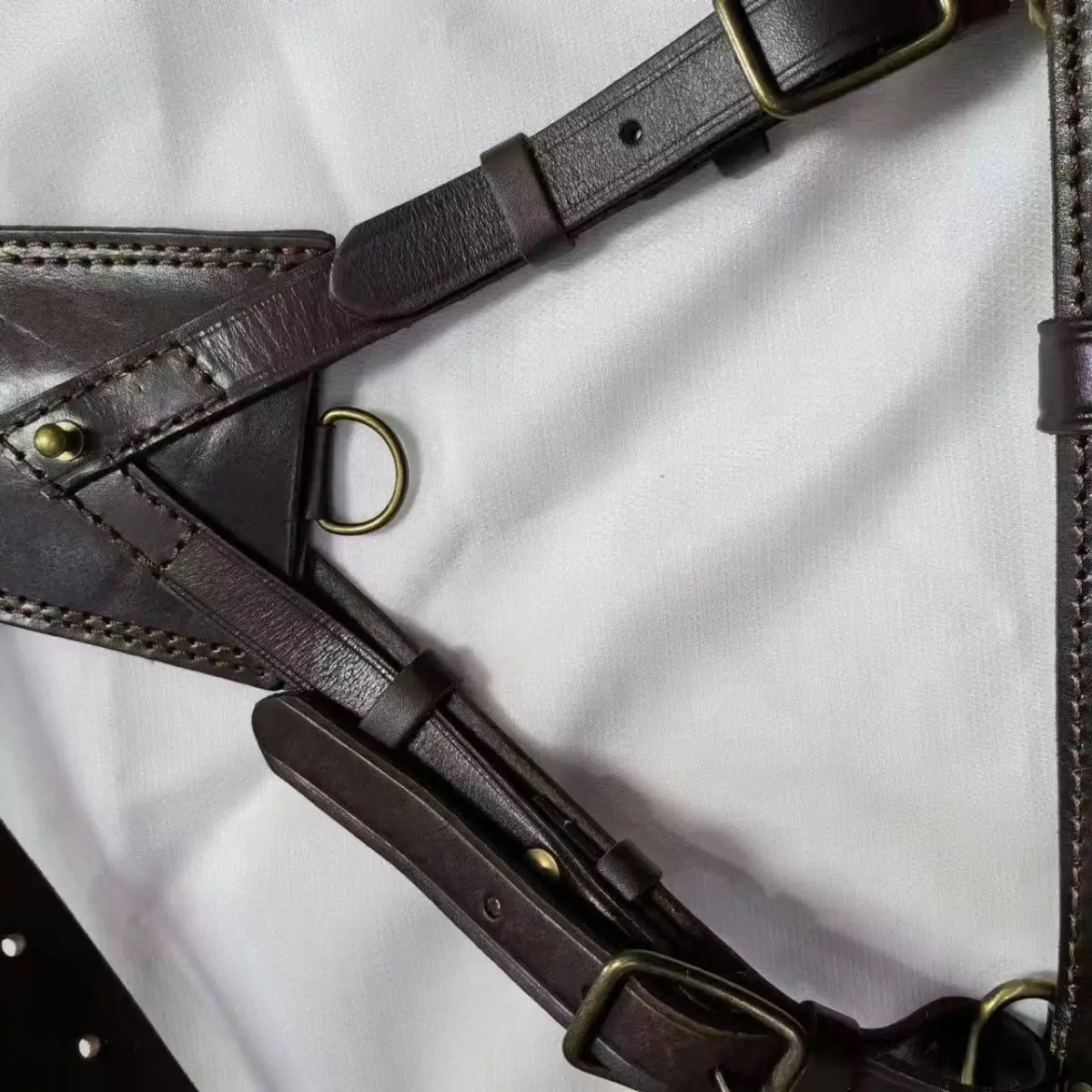 military Sam Browne Belt Shoulder Strap Brown Leather WW1 fit hole size:38-42" inch military belt