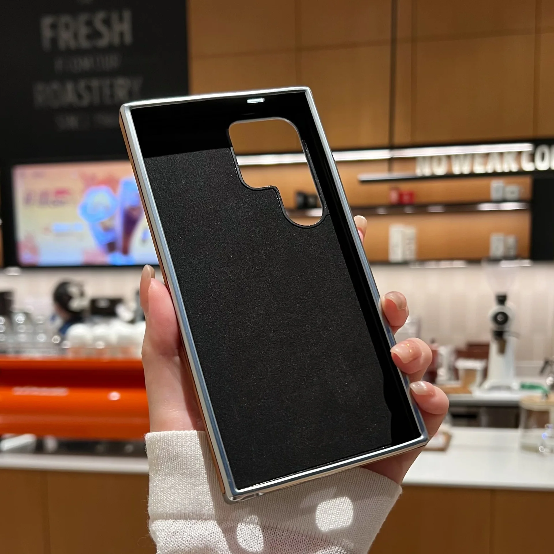 Luxury Leather Electroplating Kickstand Case for Samsung Galaxy S24 Ultra S23 FE S22, Hard Protection Cover, Hidden Stand Conque