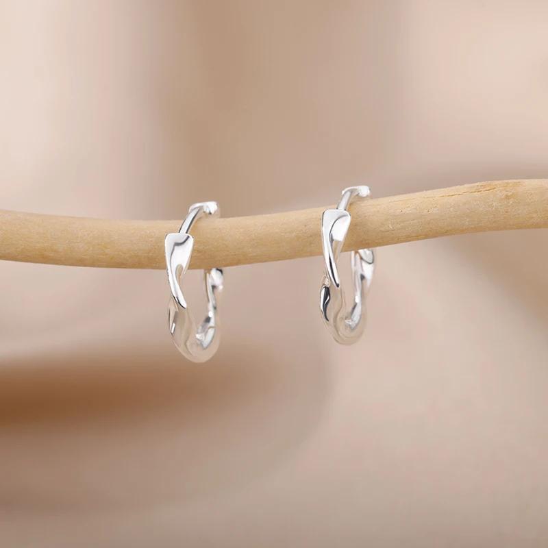 Stainless Steel Bamboo Hoop Earrings For Woman Cute Korean Fashion Geometry Twisted Cross Jewelry Wedding Party Unusual Earring