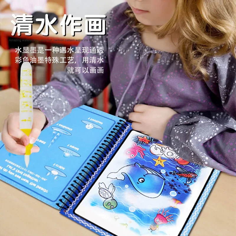 

Children's DIY Magic Water Painting Book Baby Doodle Coloring Book Painting Drawing Sensory Early Education Toys for Kids