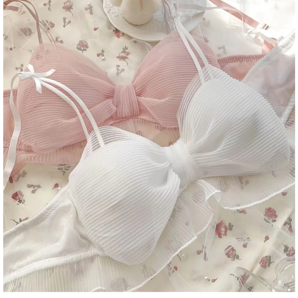 

Mesh Bow Without Steel Ring Thin Section Gather Breathable Girls Underwear