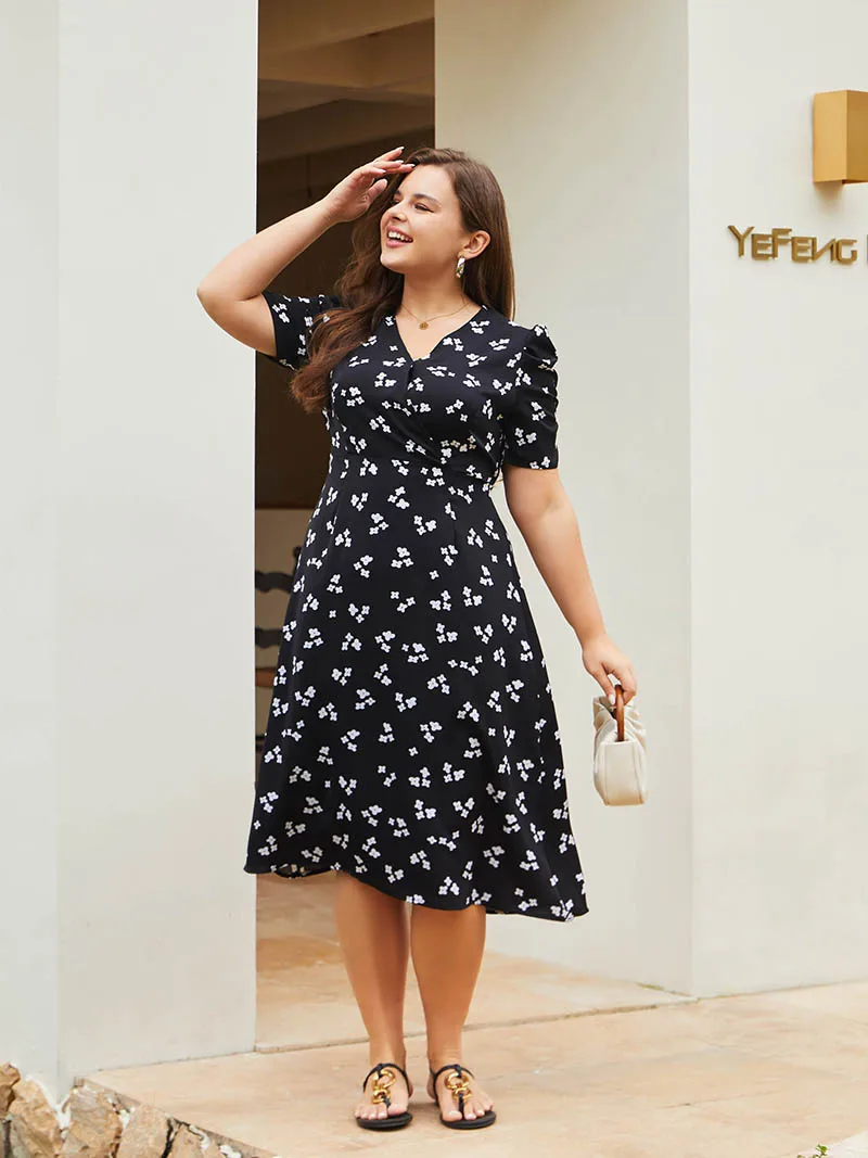 Bandage Floral Big Size Dress Women Elegant Black Plus Size Ladies Summer Maxi Dress V Neck Sexy Long Evening Dresses Women 2023