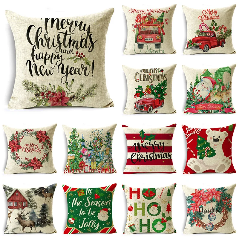 

Merry Christmas Pillow Cover 50x50cm Winter Snow Scenery Pillowcase Christmas Home Decor Sofa Gift Cushion Cover New Year G221