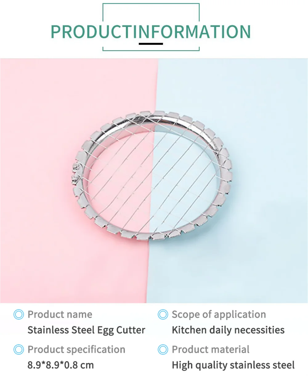 Description Picture 6 of itemStainless Steel Boiled Egg Slicer Multifunction Manual Potato Wire Slicer Strawberry Fruit Cutter Kitchen Supply Egg Cut Tools