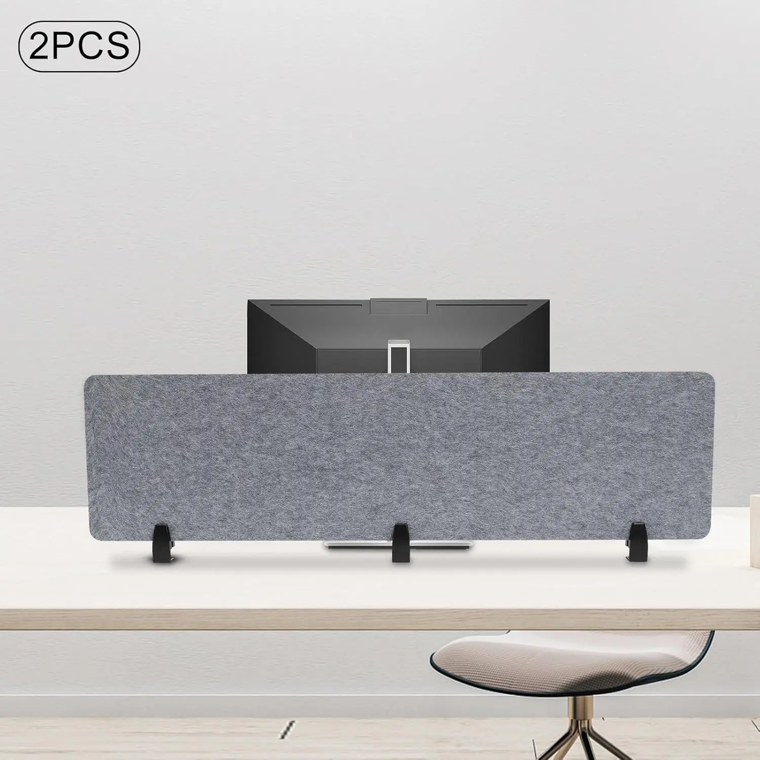 2Pcs Acoustic Freestanding Privacy Partitions 60""X16"" Gray Desk Panels Noise Reducing Freestanding Desk Partitions Acoustic 4