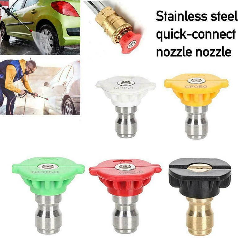 

5pcs Spray Nozzles Kit 1/4" 4000 PSI Stainless Steel High Pressure Quick Connect Spray Nozzles Tips Car Cleanning Tool