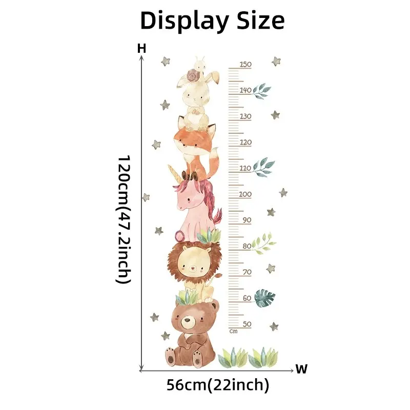 wall stickers Cute Unicorn Animals Height Measurement Wall Stickers 3Pcs for Kids Room