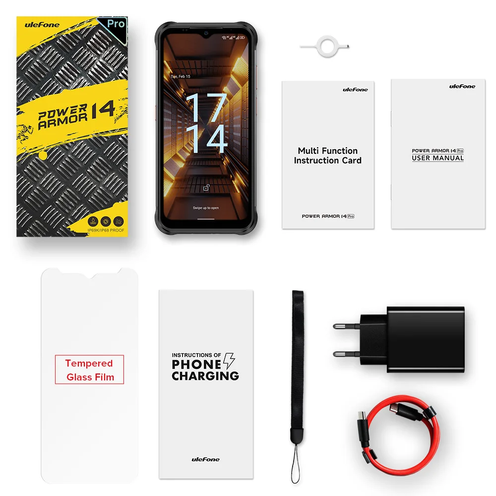 Ulefone Power Armor 14 Pro IP68 Rugged Smartphones Octa Core 8GB+128GB Android 12 Mobile Phone 10000mAh Wireless Charging NFC