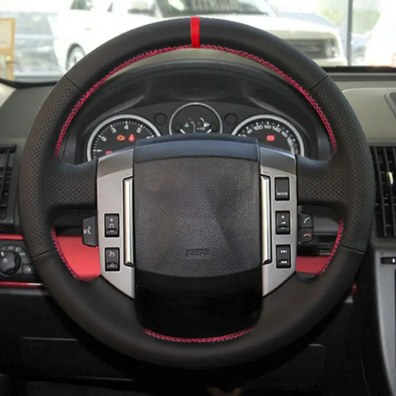 Coprivolante per auto cuco a mano in pelle artificiale nera per Land Rover Freelander 2 2007 2008 2009 2010 2011 2012-2018  34