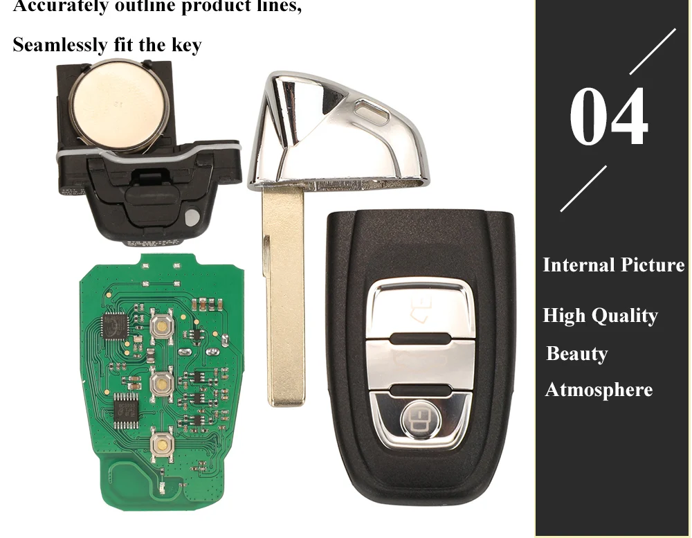 Keyforkess//K /J 8K0959754D portachiavi per auto remoto completo intelligente per Audi A4 A5 A6L A7 Q5 Keyless Go 315/433/868Mhz pcf7945AC - S81892d55fb2146f79c425ed7579120ef8