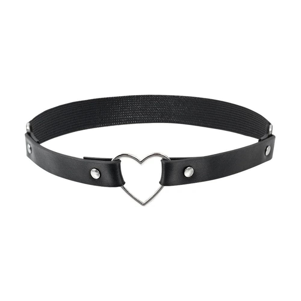 Yijunmca Punk Goth Choker Necklace Adjustable PU Leather Chain Alloy O-Ring Tassel Pendant Choker Vintage Circle Clavicle Collar Halloween Cosplay Costume Accessory For Women, Black Gold - Foto 4