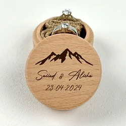 Personalized Wooden Engagement Ring Box - Custom Engraved Wedding & Anniversary Gift - Send name to seller (Design 1)