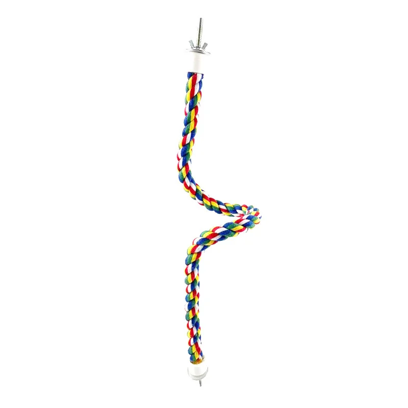 Colorful Parrot Rope Hanging Braided Budgie Bird Cage Cockatiel Toy Pet Stand Accessories Ladder Swing Supplies 40/60/80cm