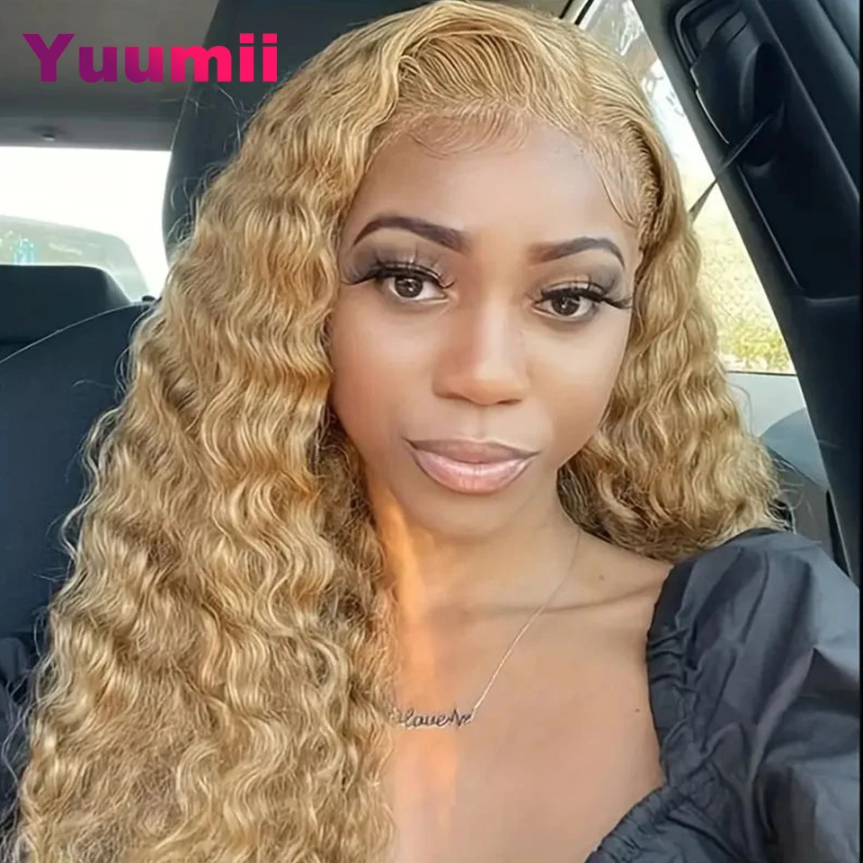 

13x4x1 Transparent T Part Lace Wig Color 27 Honey Blonde Kinky Curly Human Hair Wigs for Women Yuumii Hair Store Clearance Sale