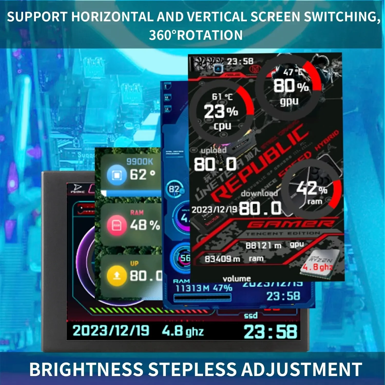 TYPE-C ���� ȭ��, ��ǻ�� CPU, �ϵ� ��ũ, �׷��� ī��, ��Ʈ��ũ �ǽð� ����͸�, IPS 320*480, 3.5 ��ġ